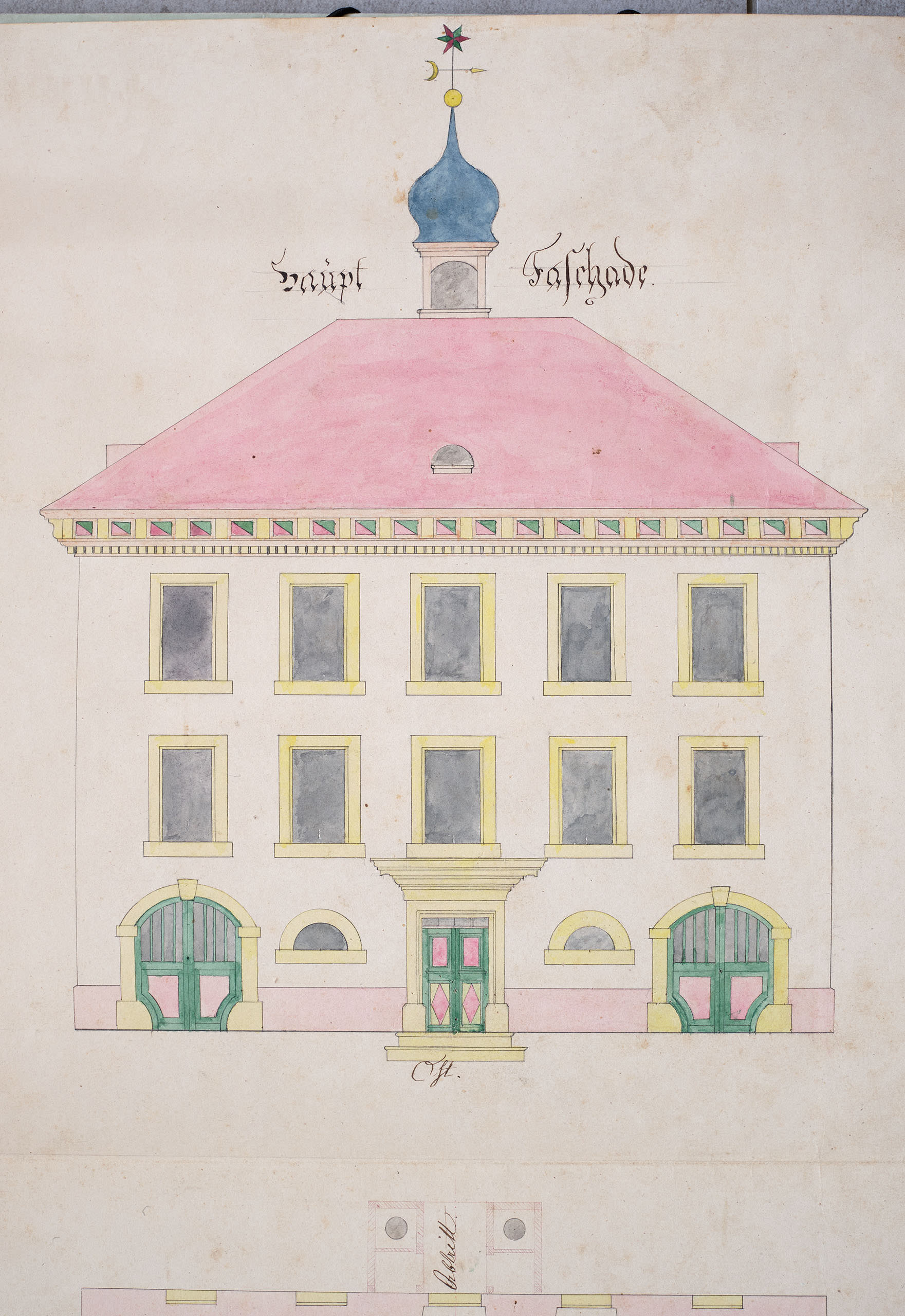 Plan zum Schulhaus von Blauen, 1845